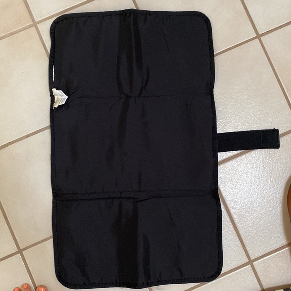 Pottery Barn Kids Mason Black Stripe slouchy diaper tote Tan Leather straps - Picture 14 of 15